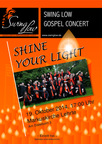 Konzertplakat 'Shine Your Light', Gospelchor Swing Low, 2014